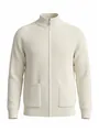 Detailansicht der cremefarbenen Herren-Strickjacke mit Stehkragen und Reißverschluss - Jade Weiß / M
