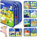Montessori felt busy book for toddlers featuring interactive educational farm animal pages - Blue Farm Busy Book / 44x28cm