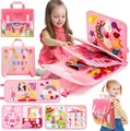 Interactive pink Montessori felt busy board toy for toddlers with alphabet and numbers - Backpack Style - Pink / 44x28cm