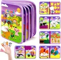 Purple Montessori felt busy book for toddlers featuring farm theme and finger puppets - Purple Farm Busy Book / 44x28cm
