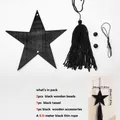 Set decorazione da parete stella in legno nero con nappa e perline per l'arredamento casa - Ms9820 (kit Di Materiali)