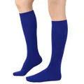 Solid royal blue knee-high socks for women, soft cotton knit long stockings for JK style - One Size / 51# Royal Blue
