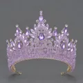 Élégant diadème de mariée baroque en strass violets pour les fêtes et les mariages - Couronne De Beauté De Luxe En Diamant Violet Ts-j3245gp