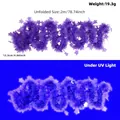 Purple UV-reactive star tinsel garland, 2 meters long, for neon party decorations - Fluorescent Macaron Purple Star Garland