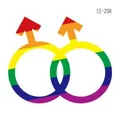 Waterproof rainbow interlocking male symbol temporary tattoo sticker for LGBT pride events - Rainbow Male Symbols (CE-238) / 60X60mm
