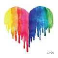 Colorful rainbow heart temporary tattoo sticker with artistic dripping paint effect - Rainbow Dripping Heart (CE-215) / 60X60mm