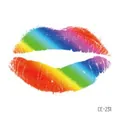 Waterproof temporary tattoo sticker with vibrant rainbow lip print design, SKU CE-231 - Rainbow Gradient Lips (CE-231) / 60X60mm