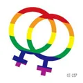Rainbow gradient double female symbol temporary tattoo sticker for Pride month - Rainbow Female Symbols (CE-237) / 60X60mm