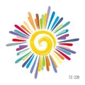 Waterproof temporary tattoo sticker with vibrant colorful sun burst design pattern - Rainbow Abstract Sun (CE-228) / 60X60mm