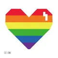 Geometric rainbow heart tattoo sticker waterproof face decal for sports, model CE-218 - Geometric Rainbow Heart (CE-218) / 60X60mm