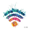 Waterproof temporary tattoo sticker with colorful ink splatter Wi-Fi icon SKU variant - Rainbow Watercolor Wi-Fi (CE-235) / 60X60mm