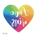 Waterproof rainbow heart temporary tattoo sticker featuring Love Wins cursive design - Love Wins Rainbow Heart (CE-242) / 60X60mm