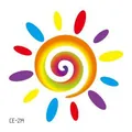 Colorful sun spiral temporary tattoo sticker for sports events and parties - Rainbow Spiral Sun Pattern (CE-214) / 60X60mm