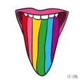 Waterproof tattoo sticker featuring a cartoon rainbow tongue and pink lips - Rainbow Long Tongue Lips (CE-236) / 60X60mm