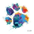 Vibrant watercolor animal paw print temporary tattoo sticker with colorful splatter, CE-234 - Watercolor Splatter Paw Print (CE-234) / 60X60mm