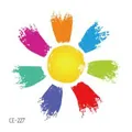 Vibrant multi-colored sun paint brush temporary tattoo sticker for sports festivals - Colorful Hand-Painted Strokes (CE-227) / 60X60mm