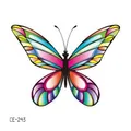 Vibrant colorful rainbow butterfly temporary tattoo sticker for festivals and parties - Rainbow Butterfly Pattern (CE-243) / 60X60mm