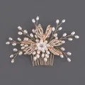 Retro gold bridal hair comb featuring elegant white pearls and crystal rhinestones - Forest Versatile Style (HS-J6135) / Gold