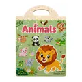 Wiederverwendbares Tier-Stickerbuch für Kinder mit holografischem Einband und Tragegriff - Niedliches Tier