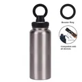 Large 1L stainless steel insulated water bottle with magnetic phone mount booster ring - 1 L / Silver G Style-Black Lid