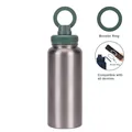 1L stainless steel vacuum insulated water bottle with magnetic phone mount lid in green - 1 L / Silver F Style-Moss Green Lid
