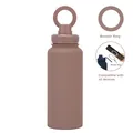 Brown 1L insulated stainless steel water bottle featuring a magnetic phone holder booster ring - 1 L / Light Coffee