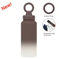 Brown gradient 1L stainless steel magnetic phone holder water bottle for outdoor sports - 1 L / Dark Coffee Gradient (New Color)
