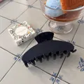 Large dark navy glossy acetate hair claw clip shark clip for thick hair styling - Dark Blue