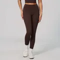 Professionelle schokoladenbraune Yoga-Leggings mit hoher Taille für Fitness und Sport. - S / Bottoms / Dunkelbraun