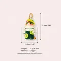 Kleiner Cartoon Katzen Anhänger für DIY Halskette mit grünem Kiwi Frucht Muster Outfit - Kiwi-Katzenanhänger