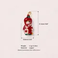 Cute handmade copper cat charm pendant in red apple outfit for DIY jewelry necklaces - Apple