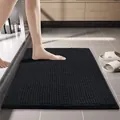 Weiche schwarze absorbierende Chenille-Badematte mit rutschfester Textur für Bad - 40x60cm / Schwarz