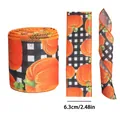 Cinta de Acción de Gracias con calabaza y cuadros negros para envolver regalos de otoño - Cuadros de calabaza / 1m