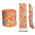 Ruban décoratif de 6,3 cm de large avec motif de feuilles d'érable pour Thanksgiving, style lin - Feuille d'érable / 1m
