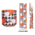 6.3cm autumn plaid ribbon with pumpkin and leaf pattern for Thanksgiving decor - Plaid Pumpkin Maple Leaf