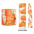 6.3cm wide autumn harvest themed decorative ribbon with pumpkin pattern for gift wrapping - Pumpkin