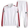 Wit heren sportpak met rode zijstrepen en reflecterende grijze details op de mouwen - M / Boven- En Onderstuk / 801 Wit