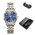 Luxury men's quartz watch with blue dial and gold-silver steel strap and tool set - Women's + Gift Box / GD288 Blue Dial