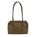 Borsa a spalla minimalista in pelle martellata marrone da donna a grande capacità - Grigio elefante