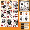 Σετ 9 αυτοκόλλητα παραθύρου Halloween με ματωμένα χέρια, νεκροκεφαλές και κολοκύθες - Σετ με Κολοκύθα και Σκελετό Τρόμου (W06) / 20x30cm (Σετ των 9 Φύλλων)