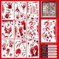 Stickers statiques Halloween empreintes de mains et pieds ensanglantés pour décoration fête - Ensemble de Traces de Sang et Membres d'Horreur (W04) / 20x30cm (Lot de 9 Feuilles)