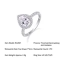 Elegante anello di moissanite a forma di pera in argento S925 con montatura halo - Taglia US 6 / Moissanite da 1,5 ct
