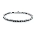 S925 sterling silver tennis bracelet with elegant round cut black moissanite stones - 0.1ct Black Moissanite Tennis Bracelet (With Cert & Box) / 925 Silver (165MM)