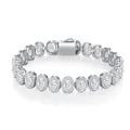 Elegant S925 sterling silver bracelet featuring oval moissanite stones and a secure box clasp - 4x6mm Oval Moissanite Halo Style (With GRA & Box) / 925 Silver