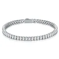 Elegant S925 sterling silver bezel-set moissanite tennis bracelet for women minimalist gift - 3.0mm/0.1ct Moissanite Bezel Style (With GRA & Box) / 925 Silver (165MM)