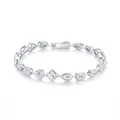 Elegant S925 sterling silver moissanite bracelet with multi-shape geometric stones - 5x5mm Multi-Shape Gemstone Style (With GRA & Box) / 925 Silver (18CM)