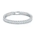 Elegant S925 sterling silver tennis bracelet featuring emerald-cut moissanite stones - 3x5mm Emerald Cut Moissanite Tennis Bracelet (With GRA & Box) / 925 Silver (18CM)