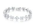 Elegant S925 sterling silver bracelet with sparkling princess cut moissanite stones - 6x6mm Princess Cut Moissanite Style (With GRA & Box) / 925 Silver (18CM)