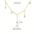 Gold plated stainless steel necklace with teardrop zircons, detailed size and weight specs - Five Pear-Shaped Zirconia Necklace