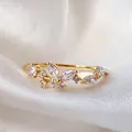 Elegant gold butterfly adjustable ring with sparkling marquise and round cut zircons - Adjustable Open / Marquise Zirconia Flower Butterfly (JZ059)